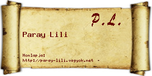 Paray Lili névjegykártya